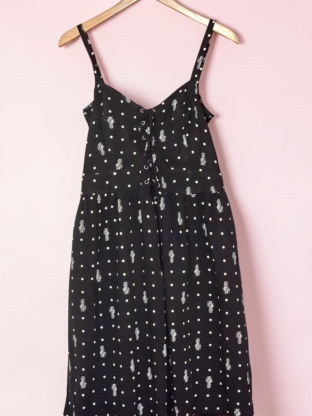 torrid Black Mini Dress with White Pineapple & Polka Dot Print